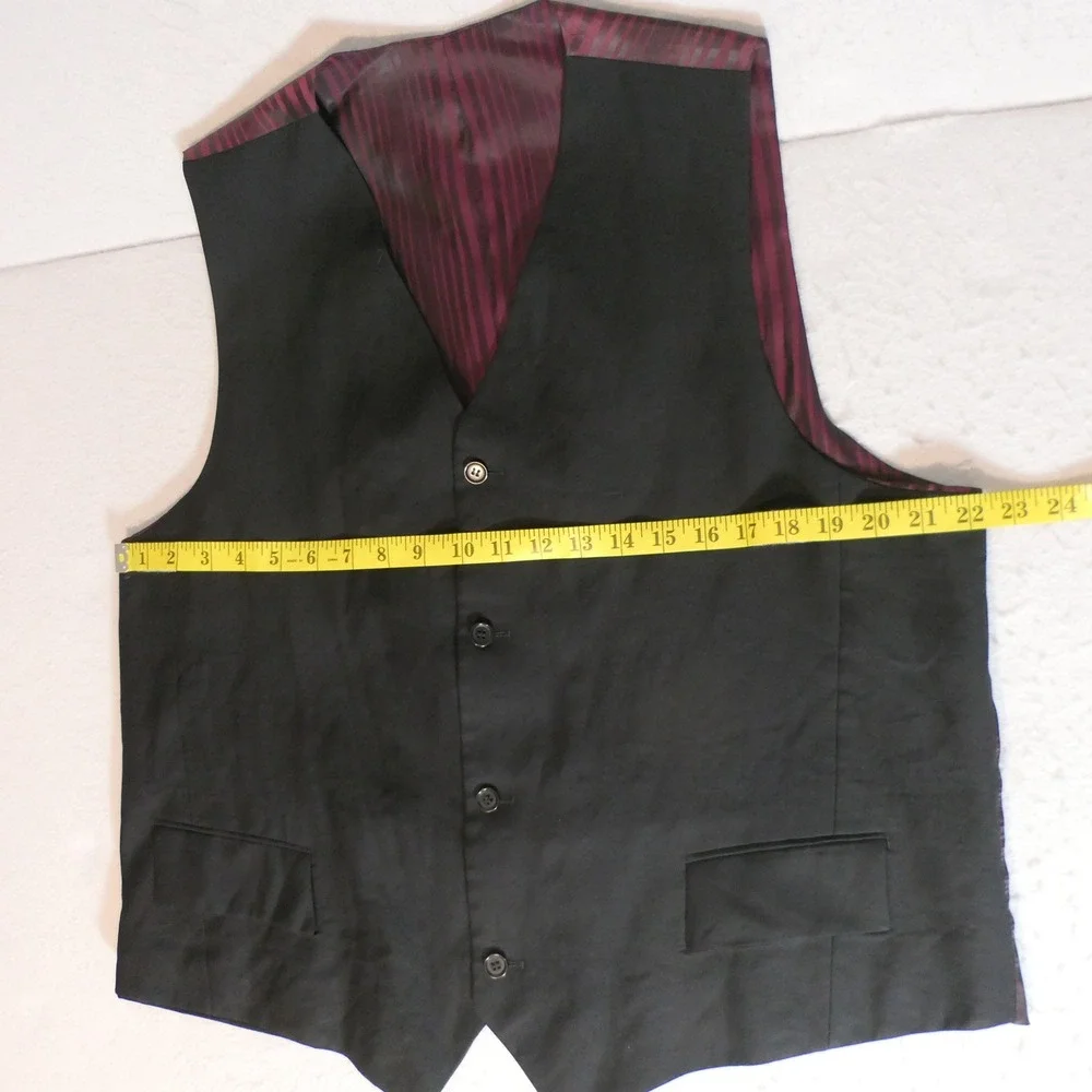 Tiglio Mens 3-Piece Suit 48R Black Super 150s Merino Wool Chianti Dapper Italian